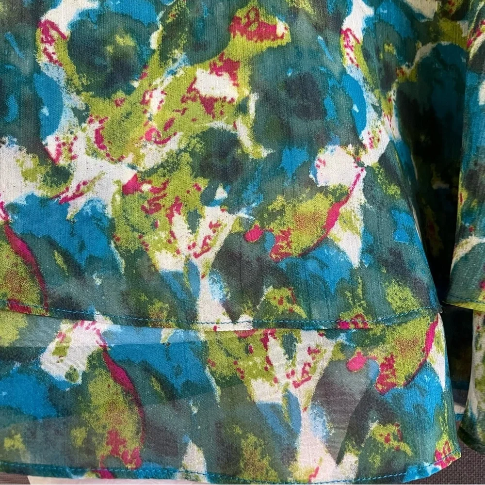 Trulli Size 14 Floral Tiered A-Line Skirt Multicolor Feminine Girl Era Bohemian